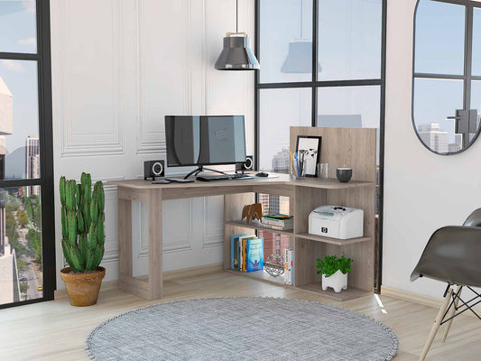 Masai Writing Computer Desk, Five Open Shelves
