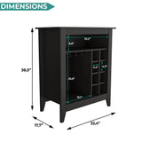 Essential Bar Cabinet with Open Display Shelf, Built-In Wine Rack Cubbies, Smooth-Glide Storage Drawer and Spacious Top Surface for Elegant Home Entertaining, Beverage Organization and Modern Bar.