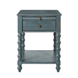 Ira 26" Tall Farmhouse Solid Wood End Table with Built-in Charging Outlets(Optional Types)