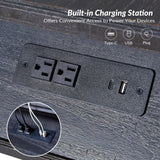 Ira 26" Tall Farmhouse Solid Wood End Table with Built-in Charging Outlets(Optional Types)