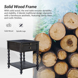 Ira 26" Tall Farmhouse Solid Wood End Table with Built-in Charging Outlets(Optional Types)