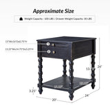 Ira 26" Tall Farmhouse Solid Wood End Table with Built-in Charging Outlets(Optional Types)