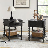 Ira 26" Tall Farmhouse Solid Wood End Table with Built-in Charging Outlets(Optional Types)