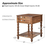 Ira 26" Tall Farmhouse Solid Wood End Table with Built-in Charging Outlets(Optional Types)