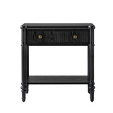 Derk Fluted Fronts Transitional Nightstand and End Table with Drawers and USB/Type-C Outlets