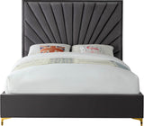 Eclipse Velvet Bed - Luxurious Contemporary Design with Channel Tufted Headboard and Metal Legs