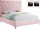 Eclipse Velvet Bed - Luxurious Contemporary Design with Channel Tufted Headboard and Metal Legs