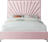 Eclipse Velvet Bed - Luxurious Contemporary Design with Channel Tufted Headboard and Metal Legs