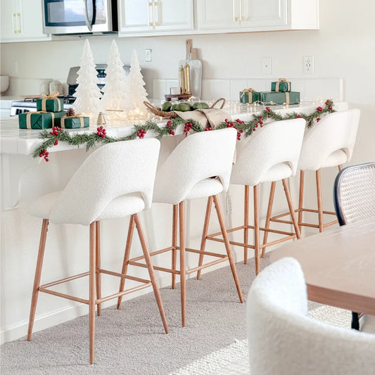 Edwin Boucle Upholstered Counter Stool (Set of 4)