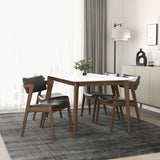 Edwin Mid Century Modern Black Vegan Leather Dining Chair (Set Of 2)