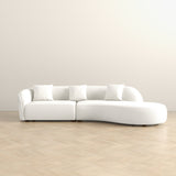 Elijah  Beige Japandi Style Curvy Sectional Sofa 126"