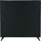 Elly Contemporary Velvet Bed with Deep Button Tufting and Espresso Wood Legs for Stylish Comfort