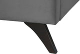 Elly Contemporary Velvet Bed with Deep Button Tufting and Espresso Wood Legs for Stylish Comfort