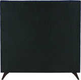 Elly Contemporary Velvet Bed with Deep Button Tufting and Espresso Wood Legs for Stylish Comfort