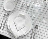 White Cloth Napkins - Diamond Embroidered Napkins