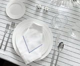 White Cloth Napkins - Diamond Embroidered Napkins