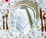 White Cloth Napkins - Diamond Embroidered Napkins