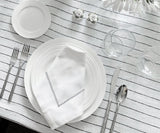 White Cloth Napkins - Diamond Embroidered Napkins
