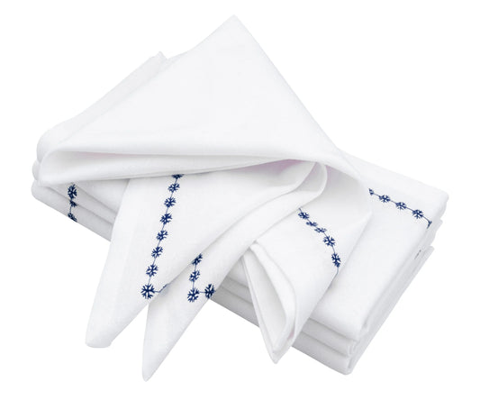 Navy Blue Snowflake Napkins
