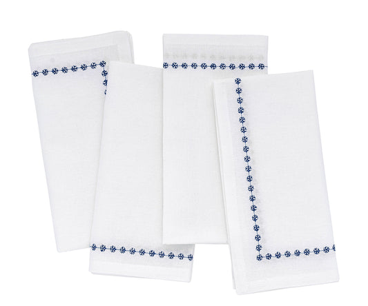 Navy Blue Snowflake Napkins