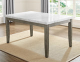 Emily 5-Piece White Marble Dining Set (Table & 4 Side Chairs)