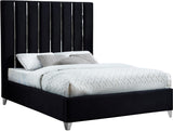 Enzo Velvet Bed – Glamorous Chrome Channel Design for a Modern Bedroom, Easy Assembly, No Box Spring Needed