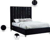 Enzo Velvet Bed – Glamorous Chrome Channel Design for a Modern Bedroom, Easy Assembly, No Box Spring Needed