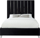 Enzo Velvet Bed – Glamorous Chrome Channel Design for a Modern Bedroom, Easy Assembly, No Box Spring Needed