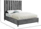Enzo Velvet Bed – Glamorous Chrome Channel Design for a Modern Bedroom, Easy Assembly, No Box Spring Needed