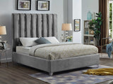 Enzo Velvet Bed – Glamorous Chrome Channel Design for a Modern Bedroom, Easy Assembly, No Box Spring Needed