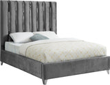 Enzo Velvet Bed – Glamorous Chrome Channel Design for a Modern Bedroom, Easy Assembly, No Box Spring Needed