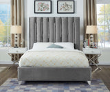 Enzo Velvet Bed – Glamorous Chrome Channel Design for a Modern Bedroom, Easy Assembly, No Box Spring Needed