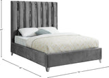 Enzo Velvet Bed – Glamorous Chrome Channel Design for a Modern Bedroom, Easy Assembly, No Box Spring Needed
