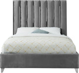 Enzo Velvet Bed – Glamorous Chrome Channel Design for a Modern Bedroom, Easy Assembly, No Box Spring Needed