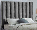 Enzo Velvet Bed – Glamorous Chrome Channel Design for a Modern Bedroom, Easy Assembly, No Box Spring Needed