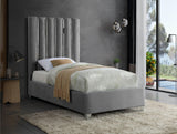 Enzo Velvet Bed – Glamorous Chrome Channel Design for a Modern Bedroom, Easy Assembly, No Box Spring Needed