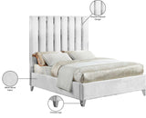 Enzo Velvet Bed – Glamorous Chrome Channel Design for a Modern Bedroom, Easy Assembly, No Box Spring Needed