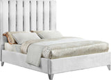 Enzo Velvet Bed – Glamorous Chrome Channel Design for a Modern Bedroom, Easy Assembly, No Box Spring Needed