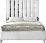 Enzo Velvet Bed – Glamorous Chrome Channel Design for a Modern Bedroom, Easy Assembly, No Box Spring Needed