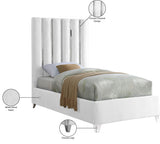 Enzo Velvet Bed – Glamorous Chrome Channel Design for a Modern Bedroom, Easy Assembly, No Box Spring Needed