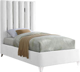 Enzo Velvet Bed – Glamorous Chrome Channel Design for a Modern Bedroom, Easy Assembly, No Box Spring Needed