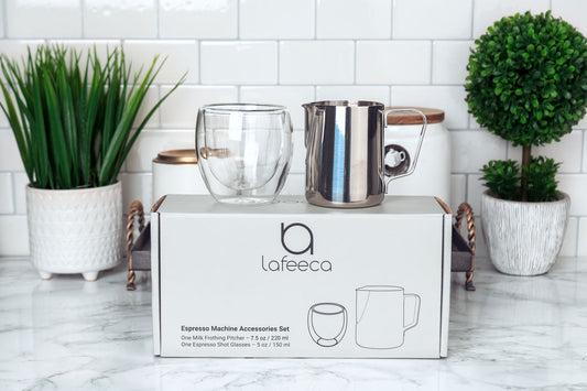 Lafeeca Espresso Cup Milk Frother Pitcher 2 in 1 Combo Set