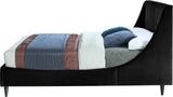 Eva Velvet Contemporary Bed with Wingback Headboard, Deep Tufting & Stylish Black Wood Legs
