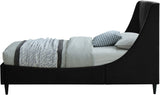 Eva Velvet Contemporary Bed with Wingback Headboard, Deep Tufting & Stylish Black Wood Legs