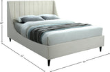Eva Velvet Contemporary Bed with Wingback Headboard, Deep Tufting & Stylish Black Wood Legs