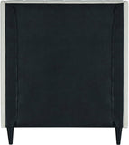 Eva Velvet Contemporary Bed with Wingback Headboard, Deep Tufting & Stylish Black Wood Legs