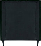 Eva Velvet Contemporary Bed with Wingback Headboard, Deep Tufting & Stylish Black Wood Legs