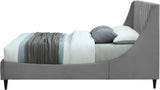 Eva Velvet Contemporary Bed with Wingback Headboard, Deep Tufting & Stylish Black Wood Legs