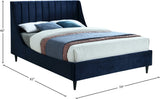 Eva Velvet Contemporary Bed with Wingback Headboard, Deep Tufting & Stylish Black Wood Legs