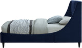 Eva Velvet Contemporary Bed with Wingback Headboard, Deep Tufting & Stylish Black Wood Legs